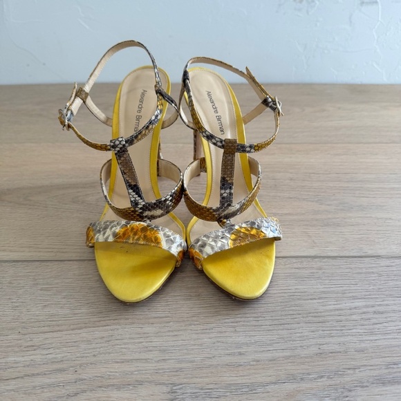 Alexandre Birman Snakeskin Animal Print T Strap Sandals - Picture 1 of 6